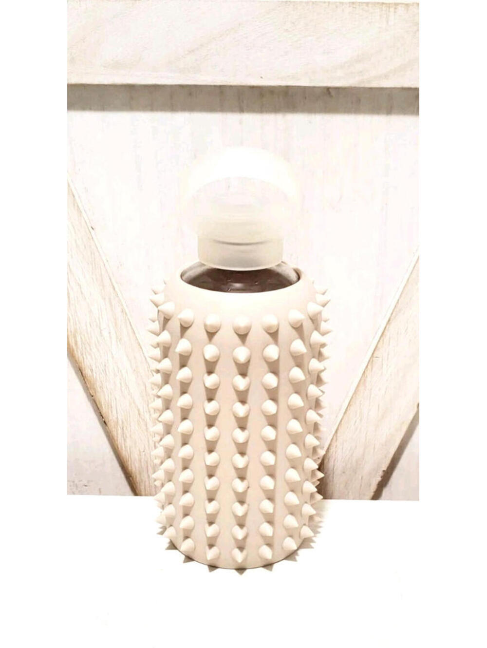 BKR Spiked Silicon Covered Glass Water Bottle - 500mL/16oz  - Sand